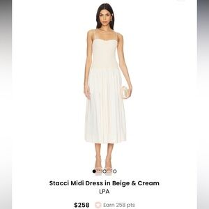 LPA Stacci Midi Dress in Beige & Cream